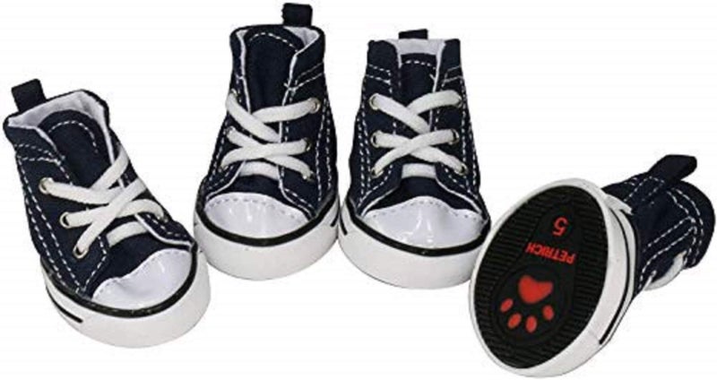 URBEST 4 Pcs Pet Dog Puppy Canvas Sport Shoes, Sneaker Boots, Outdoor Nonslip Causal Shoes (6#, Blue) - Image 1